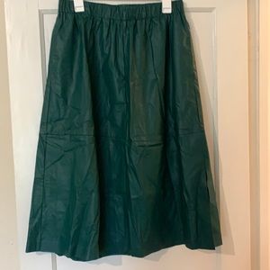 Hunter green vegan leather mid skirt
